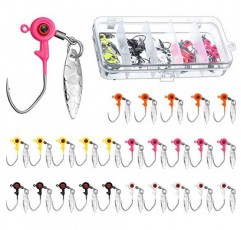 낚시 지그 헤드 키트 낚시 물 후크 낚시 후크 루어 지그 낚시 액세서리 및 배스와 크래피용 플라스틱 상자, 1/16온스
