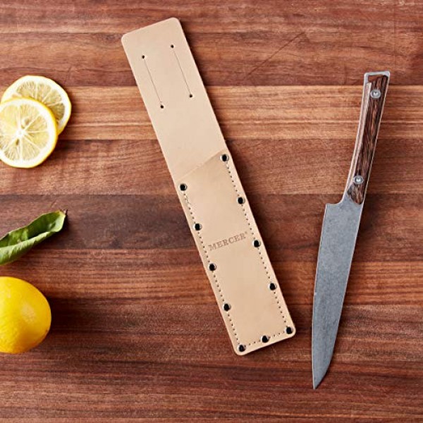 M23840 생산 칼용 Mercer Culinary 가죽 외장, 스테인리스 스틸, 브라운