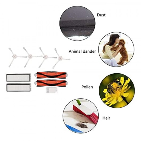 TOPINCN 교체 부품 액세서리 Dreame F9 1T 용 Mijia 1C와 호환 로봇 진공 걸레 교체 브러시 필터 흰색 플랫 빗 키트