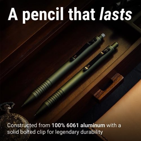 Everyman Grafton 샤프펜슬, 고급 필기, 그리기 및 스케치, 아티스트 샤프펜슬, 0.5 및 0.7mm 리드, EDC 기어 - OD 그린