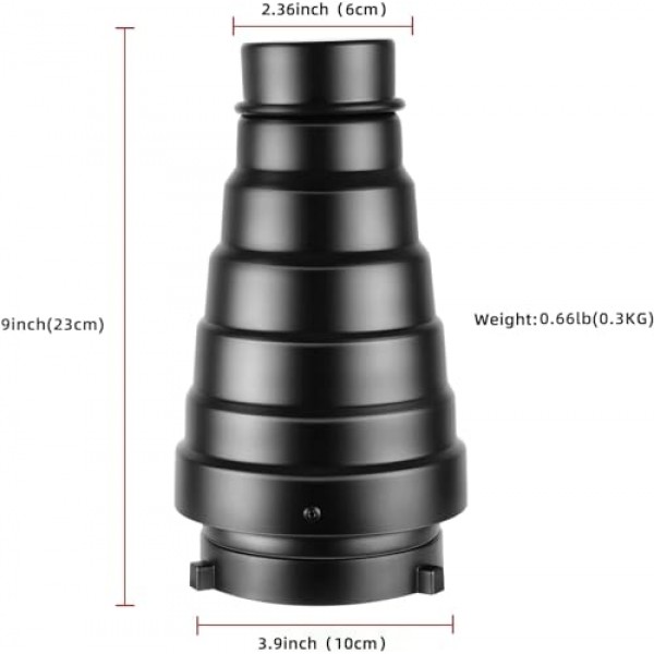 Bowens Mount Strobe Moonlights용 알루미늄 합금 원추형 스튜디오 스누트 키트 5가지 색상 젤 필터 및 벌집 그리드가 포함된 플래시 스피드라이트
