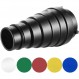 Bowens Mount Strobe Moonlights용 알루미늄 합금 원추형 스튜디오 스누트 키트 5가지 색상 젤 필터 및 벌집 그리드가 포함된 플래시 스피드라이트