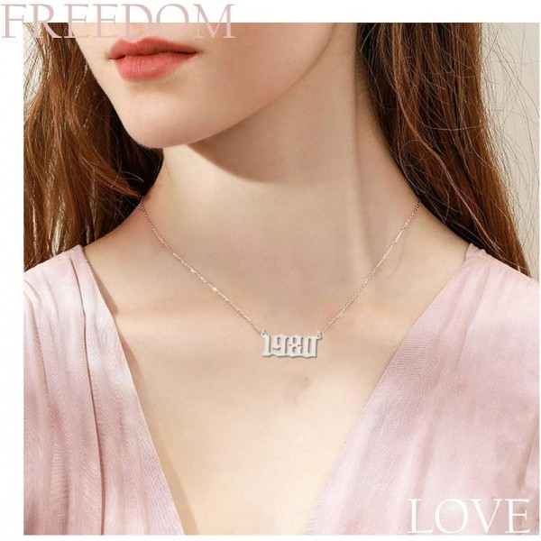 TEAMER 패션 기념일 번호 펜던트 목걸이 실버 스테인레스 스틸 링크 체인 생일 졸업 선물 여성 남성을위한 맞춤 보석 1997