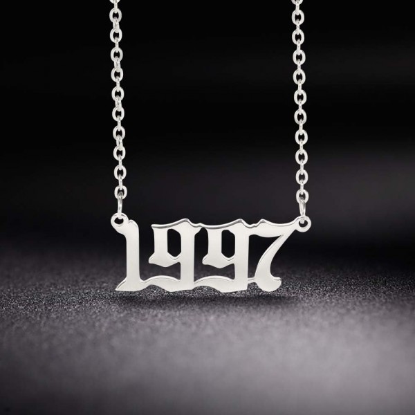 TEAMER 패션 기념일 번호 펜던트 목걸이 실버 스테인레스 스틸 링크 체인 생일 졸업 선물 여성 남성을위한 맞춤 보석 1997