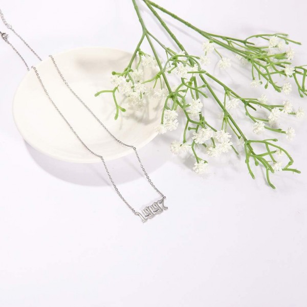 TEAMER 패션 기념일 번호 펜던트 목걸이 실버 스테인레스 스틸 링크 체인 생일 졸업 선물 여성 남성을위한 맞춤 보석 1997