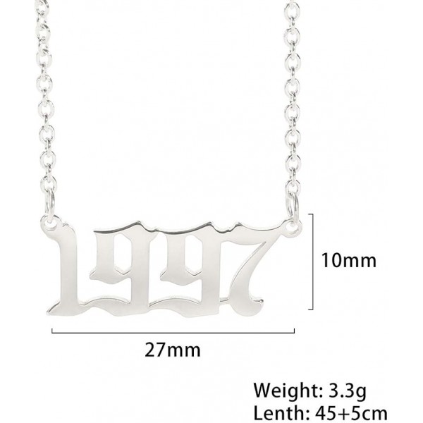 TEAMER 패션 기념일 번호 펜던트 목걸이 실버 스테인레스 스틸 링크 체인 생일 졸업 선물 여성 남성을위한 맞춤 보석 1997