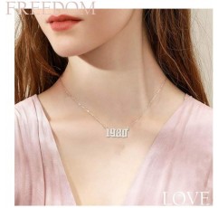 TEAMER 패션 기념일 번호 펜던트 목걸이 실버 스테인레스 스틸 링크 체인 생일 졸업 선물 여성 남성을위한 맞춤 보석 1997