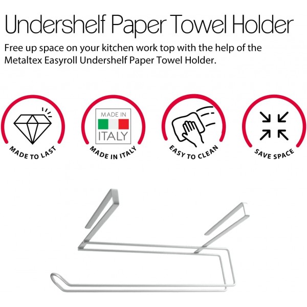 Metaltex 364935039 Easy Roll 캐비닛 인서트 페이퍼 롤 홀더, Polytherm, 35x18x10cm 1개 실버