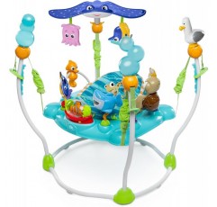 Bright Starts, Disney Baby, Nemo Sea of ​​Activities 점퍼 찾기, 13가지 액티비티가 포함된 액티비티 센터, 조명, 음악 및 바다 소리 6개월 이상 및 도어 점퍼 - Bounce 'n Spring Deluxe