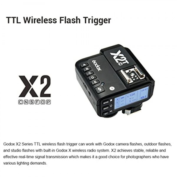 Godox X2T-C TTL 무선 플래시 트리거, Canon 카메라 플래시 스피드라이트용 Godox X1R-C 수신기 2개 포함, 1/8000s HSS, TCM 기능, 별도의 그룹 버튼 5개, 새로운 핫슈 잠금, 새로운 AF 