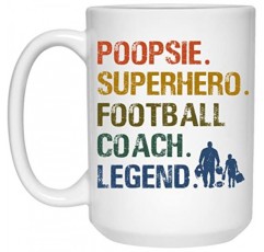 풋볼 코치 Poopsie 머그 - 풋볼 코치 Poopsie 레전드 머그 - 풋볼 매니저 아버지의 날 커피 머그 - 풋볼 머그 - Poopsie 머그 - 아빠를 위한 선물 15온스