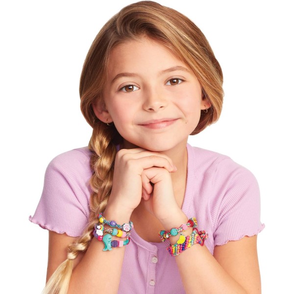 Make It Real Good Vibes 우정 팔찌 팔찌 구슬, 매력 및 실로 키트 만들기 - 소녀 보석 - 어린이를 위한 예술 및 공예