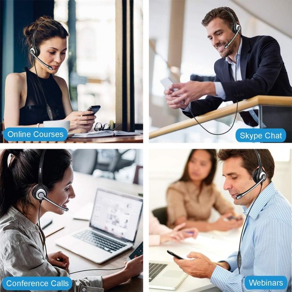 노이즈 캔슬링 마이크가 장착된 Wantek 휴대폰 헤드셋 모노, iPhone용 유선 컴퓨터 헤드폰 Samsung Huawei HTC LG ZTE BlackBerry 스마트폰 및 노트북 PC Mac 태블릿(3.5mm 잭 포함)