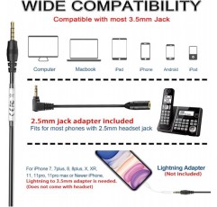 노이즈 캔슬링 마이크가 장착된 Wantek 휴대폰 헤드셋 모노, iPhone용 유선 컴퓨터 헤드폰 Samsung Huawei HTC LG ZTE BlackBerry 스마트폰 및 노트북 PC Mac 태블릿(3.5mm 잭 포함)