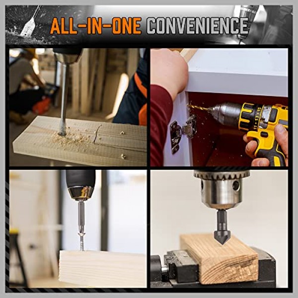 HORUSDY 임팩트 드릴 비트 세트, 112피스 1/4 육각 섕크 임팩트 드라이버 비트 및 스크류 드라이버 및 목재 금속 시멘트 드릴링용 드라이버 비트 세트