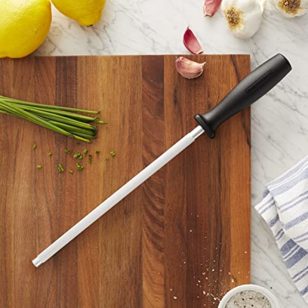 HENCKELS Fine Edge Pro 샤프닝 스틸, 9인치, 블랙/스테인리스 스틸