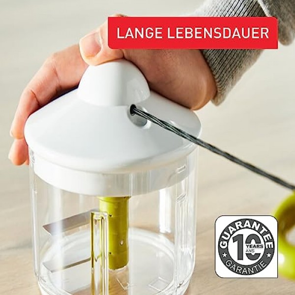 테팔 5초 쵸퍼 K13304 | 전기 없이 | 용량: 500ml | 야채, 과일, 양파, 견과류, 마늘, 이유식용 멀티 다지기 | 백색/녹색/투명