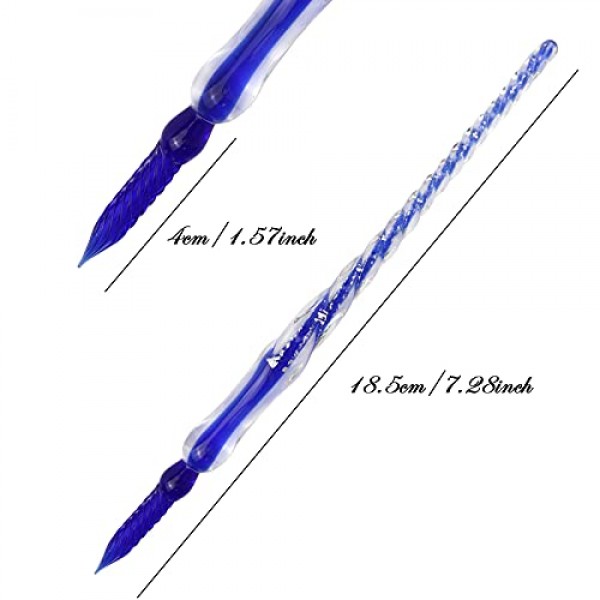 AOKUY 유리 펜 세트 서예 딥 펜, 12 개의 다채로운 잉크, 예술, 쓰기, 서명, 장식, 선물용 서예 세트