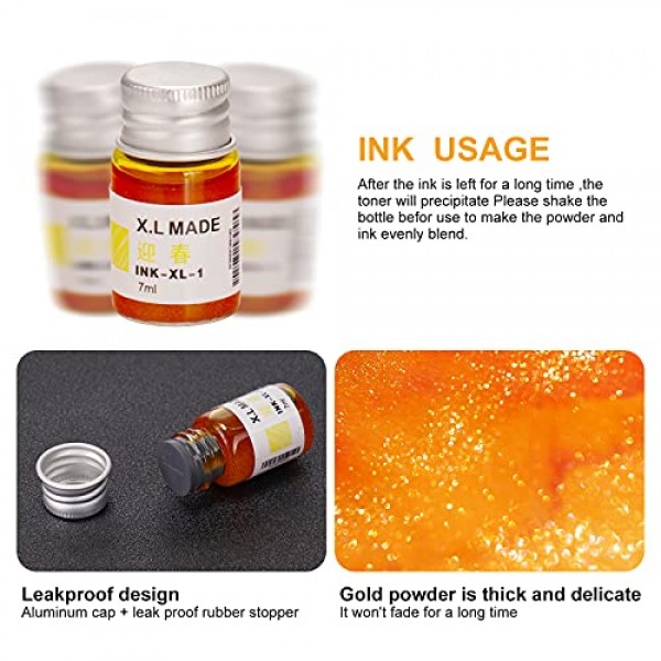 AOKUY 유리 펜 세트 서예 딥 펜, 12 개의 다채로운 잉크, 예술, 쓰기, 서명, 장식, 선물용 서예 세트