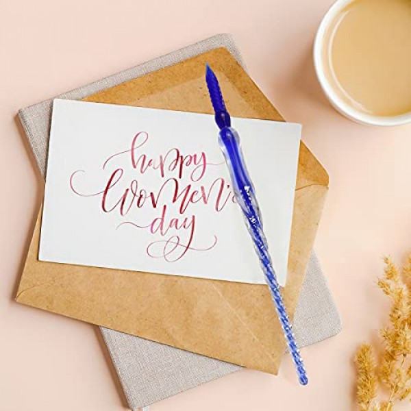 AOKUY 유리 펜 세트 서예 딥 펜, 12 개의 다채로운 잉크, 예술, 쓰기, 서명, 장식, 선물용 서예 세트