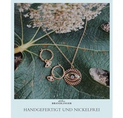 Brandlinger® Atelier 여성용 목걸이, 금도금 925 스털링 실버, 아이 펜던트 및 지르코니아 스톤 체인 길이: 40 cm + 5 cm