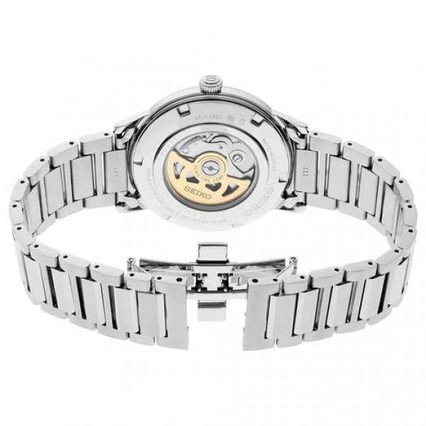 SEIKO 남성용 블루 다이얼 실버 스테인레스 스틸 밴드 오토매틱 시계