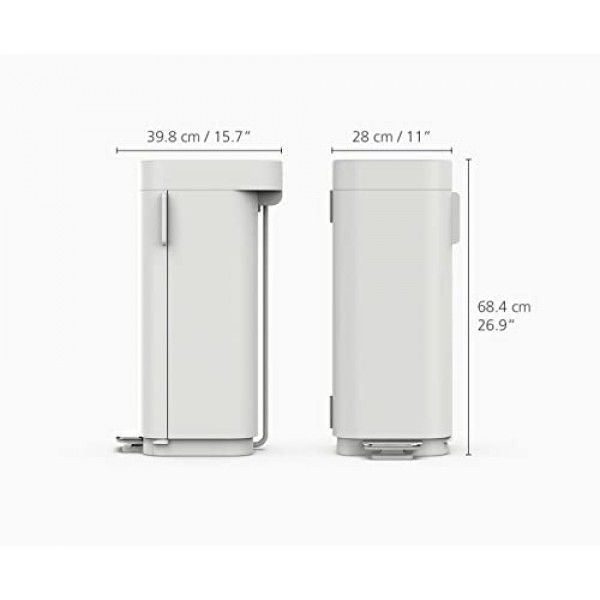 Joseph Joseph Porta 40L 편리한 페달 휴지통, 콘크리트 그레이