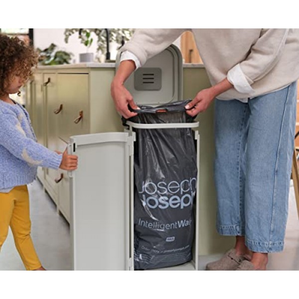 Joseph Joseph Porta 40L 편리한 페달 휴지통, 콘크리트 그레이