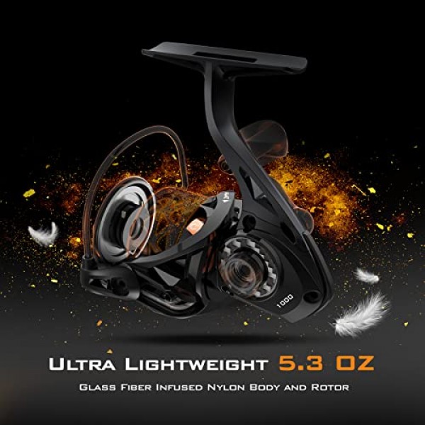KastKing Zephyr 1000 SFS 스피닝 릴 - 초경량 스핀 피네스 시스템 낚시 릴 - 탄소 섬유 구조 - 7 + 1 스테인레스 스틸 BB - 탄소 섬유 드래그 - 브레이드 라인 지원 CNC 알루미늄 