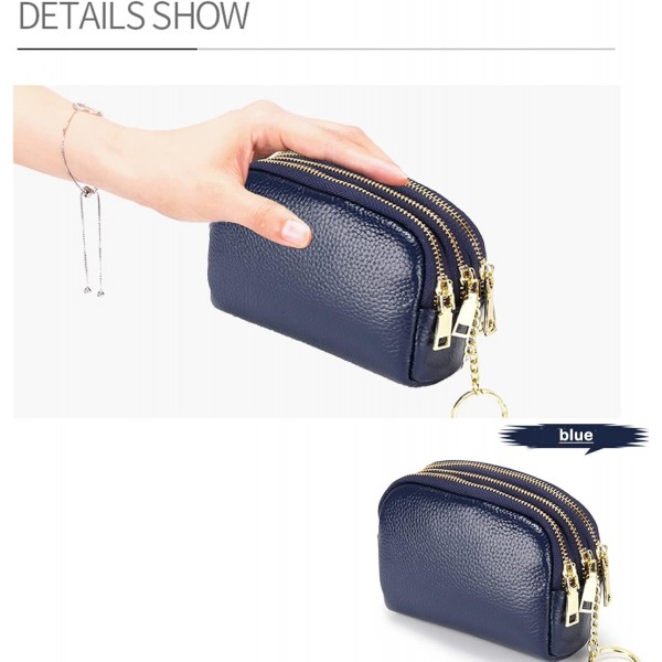 BAYINBROOK 가죽 여성용 지갑 다층 지퍼 지갑 지갑 카드 홀더 지갑 미니 심플하고 귀여운 여성용 지갑 (블루)