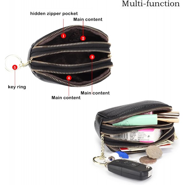 BAYINBROOK 가죽 여성용 지갑 다층 지퍼 지갑 지갑 카드 홀더 지갑 미니 심플하고 귀여운 여성용 지갑 (블루)