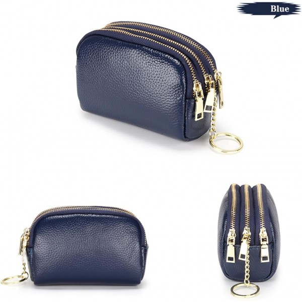 BAYINBROOK 가죽 여성용 지갑 다층 지퍼 지갑 지갑 카드 홀더 지갑 미니 심플하고 귀여운 여성용 지갑 (블루)