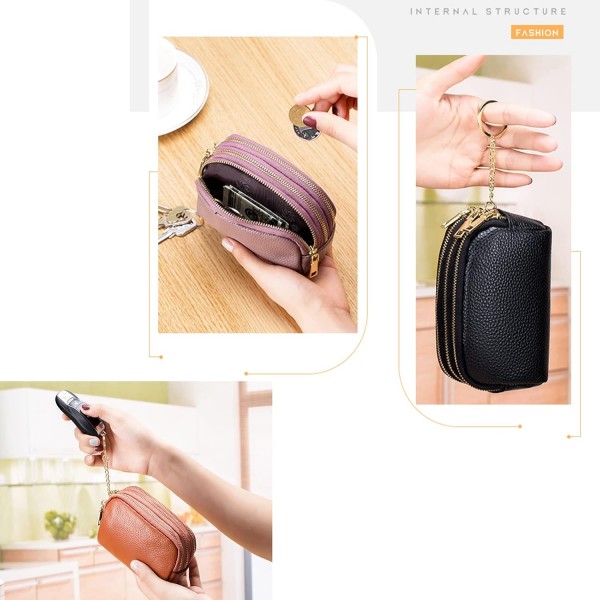 BAYINBROOK 가죽 여성용 지갑 다층 지퍼 지갑 지갑 카드 홀더 지갑 미니 심플하고 귀여운 여성용 지갑 (블루)