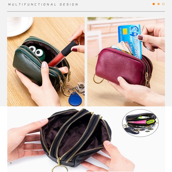 BAYINBROOK 가죽 여성용 지갑 다층 지퍼 지갑 지갑 카드 홀더 지갑 미니 심플하고 귀여운 여성용 지갑 (블루)