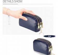 BAYINBROOK 가죽 여성용 지갑 다층 지퍼 지갑 지갑 카드 홀더 지갑 미니 심플하고 귀여운 여성용 지갑 (블루)