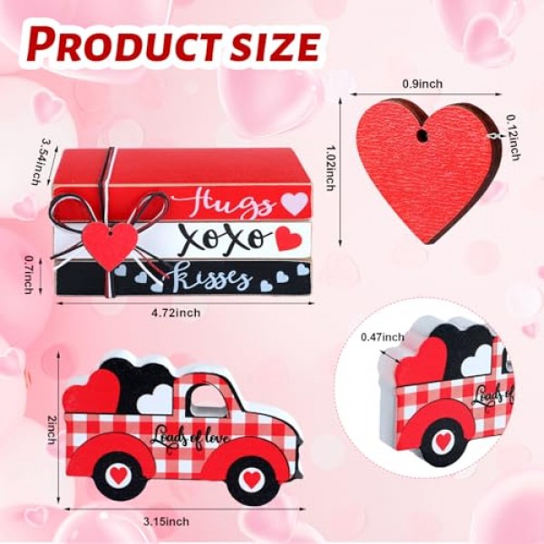 Pinkunn 4 조각 발렌타인 데이 계층 트레이 장식 여자 친구 아내 파티 결혼식, 선반, 커피 테이블, 벽난로 또는 트레이를위한 XOXO 포옹과 키스 징후가있는 발렌타인 데이 