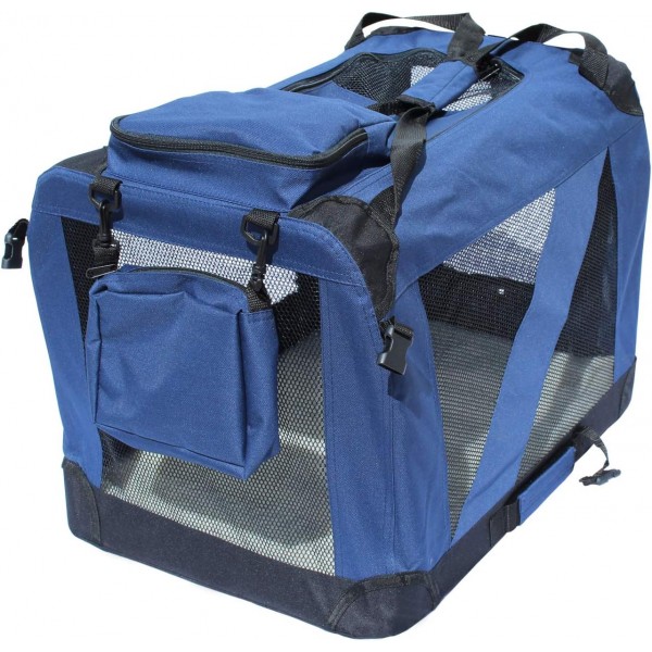 YATEK 애견 운송 상자 측면 및 상단 주머니가 있는 접이식 애견 캐리어로 애완 동물을 위한 높은 가시성, 편안함 및 안전성을 제공합니다. (L사이즈(70x52x52cm))