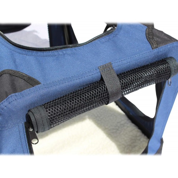 YATEK 애견 운송 상자 측면 및 상단 주머니가 있는 접이식 애견 캐리어로 애완 동물을 위한 높은 가시성, 편안함 및 안전성을 제공합니다. (L사이즈(70x52x52cm))