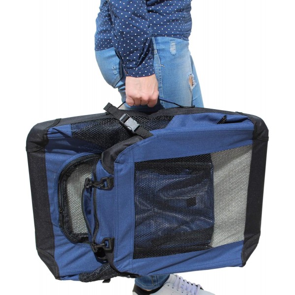 YATEK 애견 운송 상자 측면 및 상단 주머니가 있는 접이식 애견 캐리어로 애완 동물을 위한 높은 가시성, 편안함 및 안전성을 제공합니다. (L사이즈(70x52x52cm))