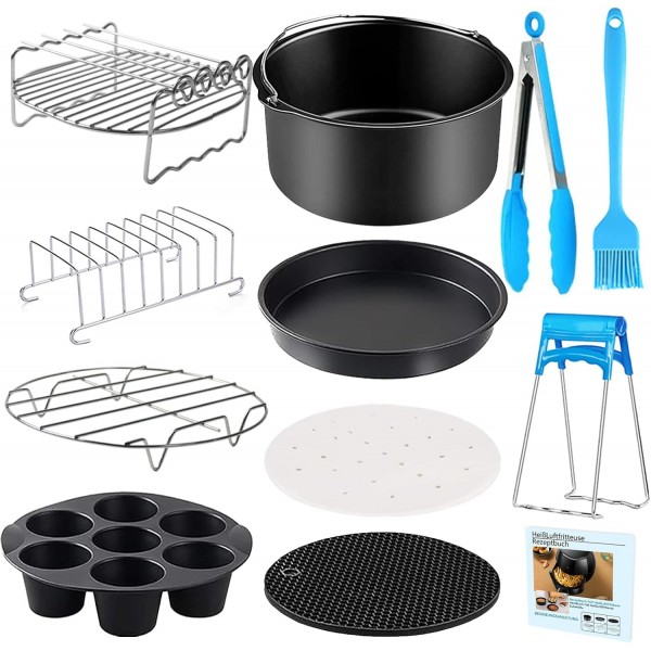 YINGRACE 20cm 핫 에어 프라이어 액세서리, COSORI Ninja Princess Tefal 4.2L 4.5L 4.7L 5.2L 5.5L, 필립스 6.2L, BPA 불포함, 식기세척기 사용 가능, 들러붙지 않음, 8인치에 적합한 12개 에