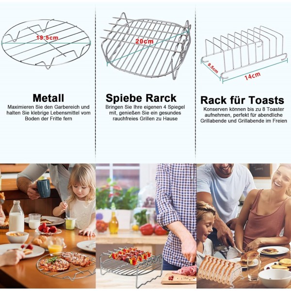 YINGRACE 20cm 핫 에어 프라이어 액세서리, COSORI Ninja Princess Tefal 4.2L 4.5L 4.7L 5.2L 5.5L, 필립스 6.2L, BPA 불포함, 식기세척기 사용 가능, 들러붙지 않음, 8인치에 적합한 12개 에