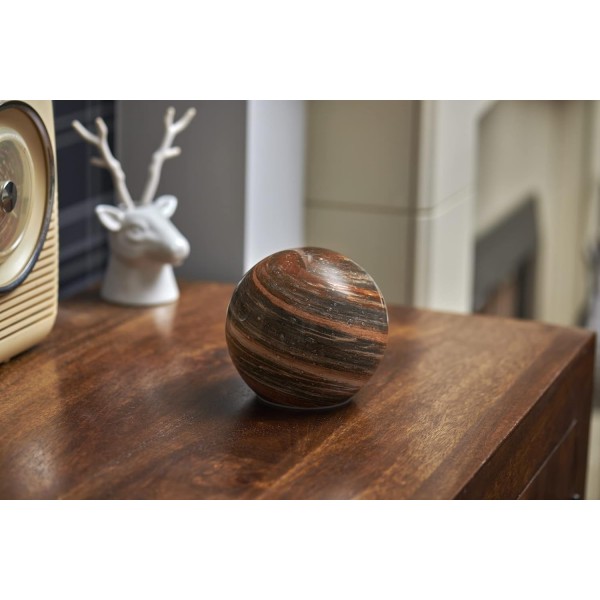 Auraglow 수제 취입 유리 아트 플래닛 LED 테이블 램프, 무선 배터리 작동 조명, [Jupiter]