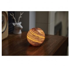 Auraglow 수제 취입 유리 아트 플래닛 LED 테이블 램프, 무선 배터리 작동 조명, [Jupiter]