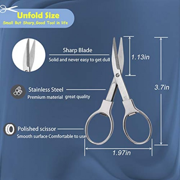 2Pcs 접는 가위, 안전한 휴대용 여행 가위, 홈 오피스에 사용되는 스테인레스 스틸 텔레스코픽 커터, 안전 휴대용 여행 여행 가위