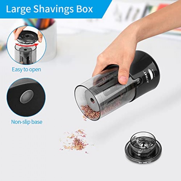 AFMAT 롱 포인트 연필 깎이, 자동 중지 및 빠른 샤프닝, 아티스트용 전기 연필 깎이, 슈퍼 롱 포인트, Φ6-12mm 숯/드로잉/색연필용 아티스트 연필 깎이 플러그인