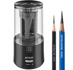 AFMAT 롱 포인트 연필 깎이, 자동 중지 및 빠른 샤프닝, 아티스트용 전기 연필 깎이, 슈퍼 롱 포인트, Φ6-12mm 숯/드로잉/색연필용 아티스트 연필 깎이 플러그인