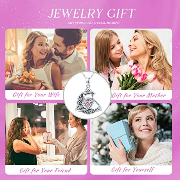 Midir & Etain 셀틱 문 목걸이 925 스털링 실버 탄생석 셀틱 매듭 펜던트 목걸이 초승달 셀틱 보석 여성용 선물 여자 여자 친구 어머니 딸