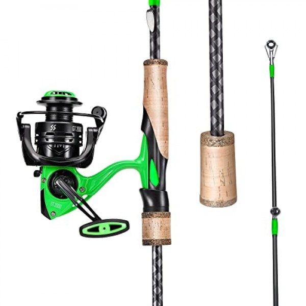 Sougayilang 낚싯대 콤보, 빠른 액션 2개 낚싯대(바닷물 및 민물용 스피닝 릴 포함)