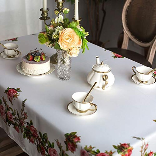 ARTABLE 직사각형 여름 식탁보 농가 식탁보 인쇄된 꽃 빈티지 꽃 패턴 테이블 천으로 우아한 휴일 긴 식사 주방(장미, 52 x 70인치)