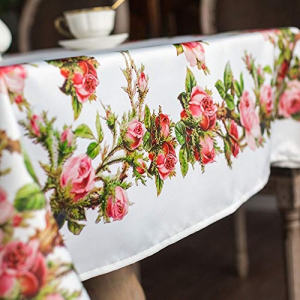ARTABLE 직사각형 여름 식탁보 농가 식탁보 인쇄된 꽃 빈티지 꽃 패턴 테이블 천으로 우아한 휴일 긴 식사 주방(장미, 52 x 70인치)